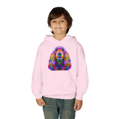 Youth hoodie with adorable golden retriever design Printify