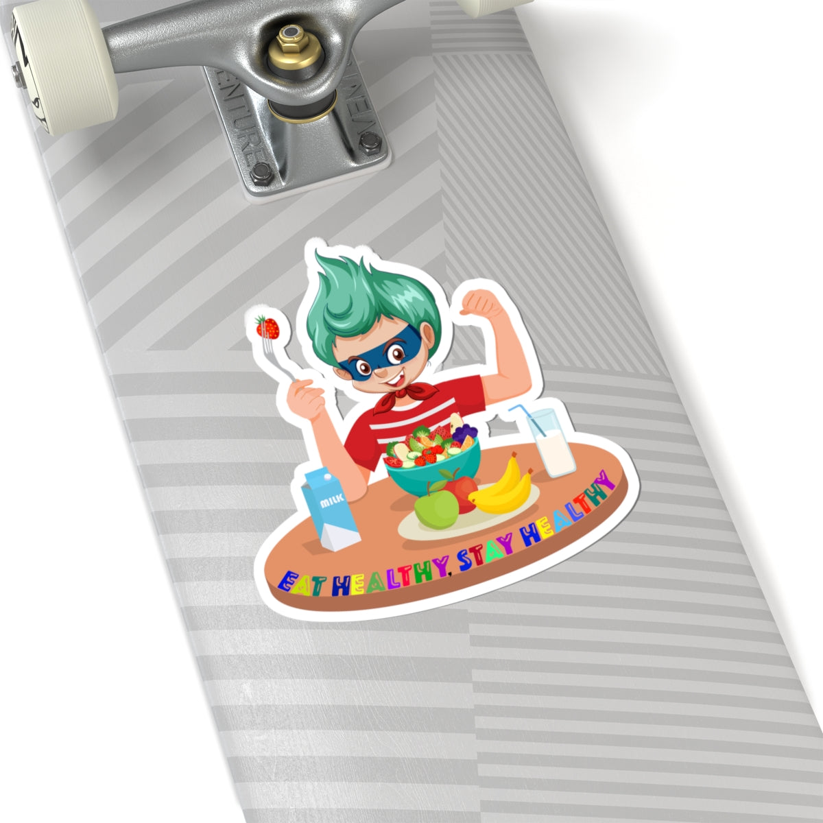 Kiss-Cut Stickers - super kiddo eating healthy food - [[{"value":"Wonderwear Kid"}]]