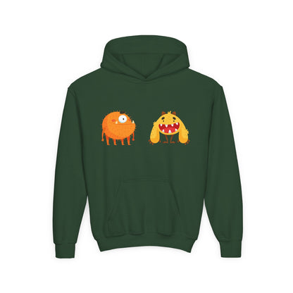 Youth Heavy Blend Hooded Sweatshirt - Toothy monsters.png Printify