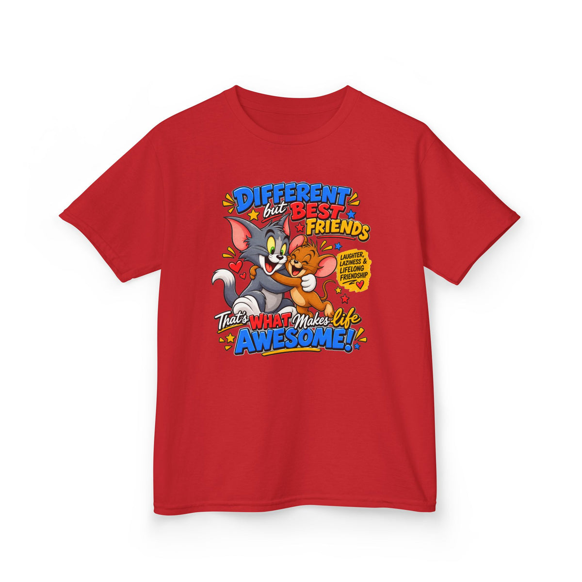 Kids Heavy Cotton™ Tee - Tom and Jerry - Different, Best Friends