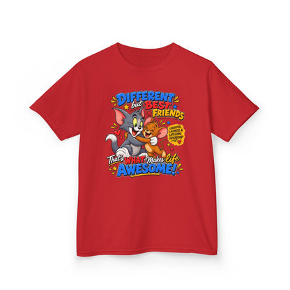 Kids Heavy Cotton™ Tee - Tom and Jerry - Different, Best Friends