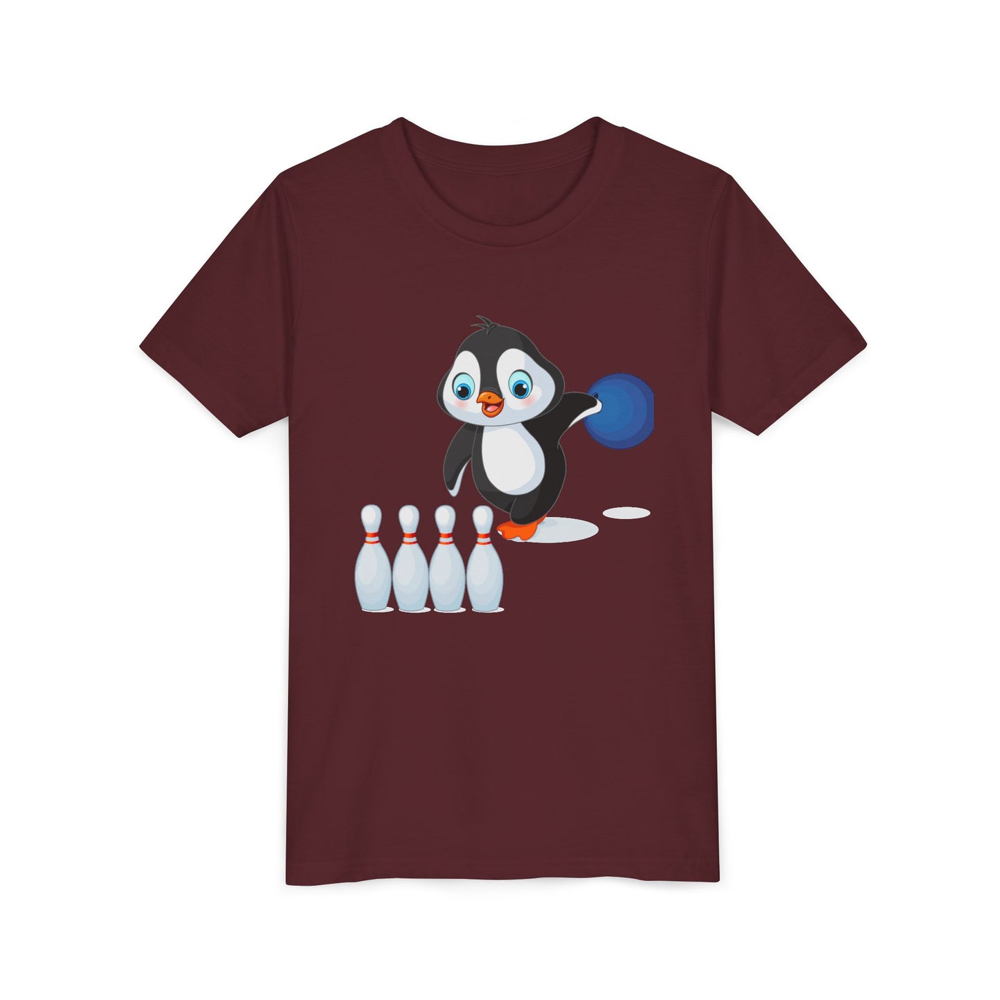 Adorable Penguin Bowling Youth Tee | Fun Kids Shirt, Playful Outfit, Birthday Gift, Sports Apparel, Cute Casual Wear