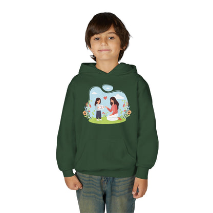 Youth Heavy Blend Hooded Sweatshirt -  Mother and daughter love Printify