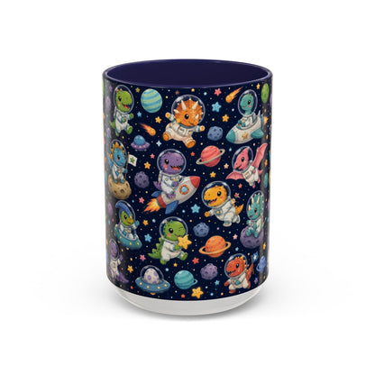 Accent Coffee Mug (11/15 oz) - Cute Dinosaur Astronaut Space