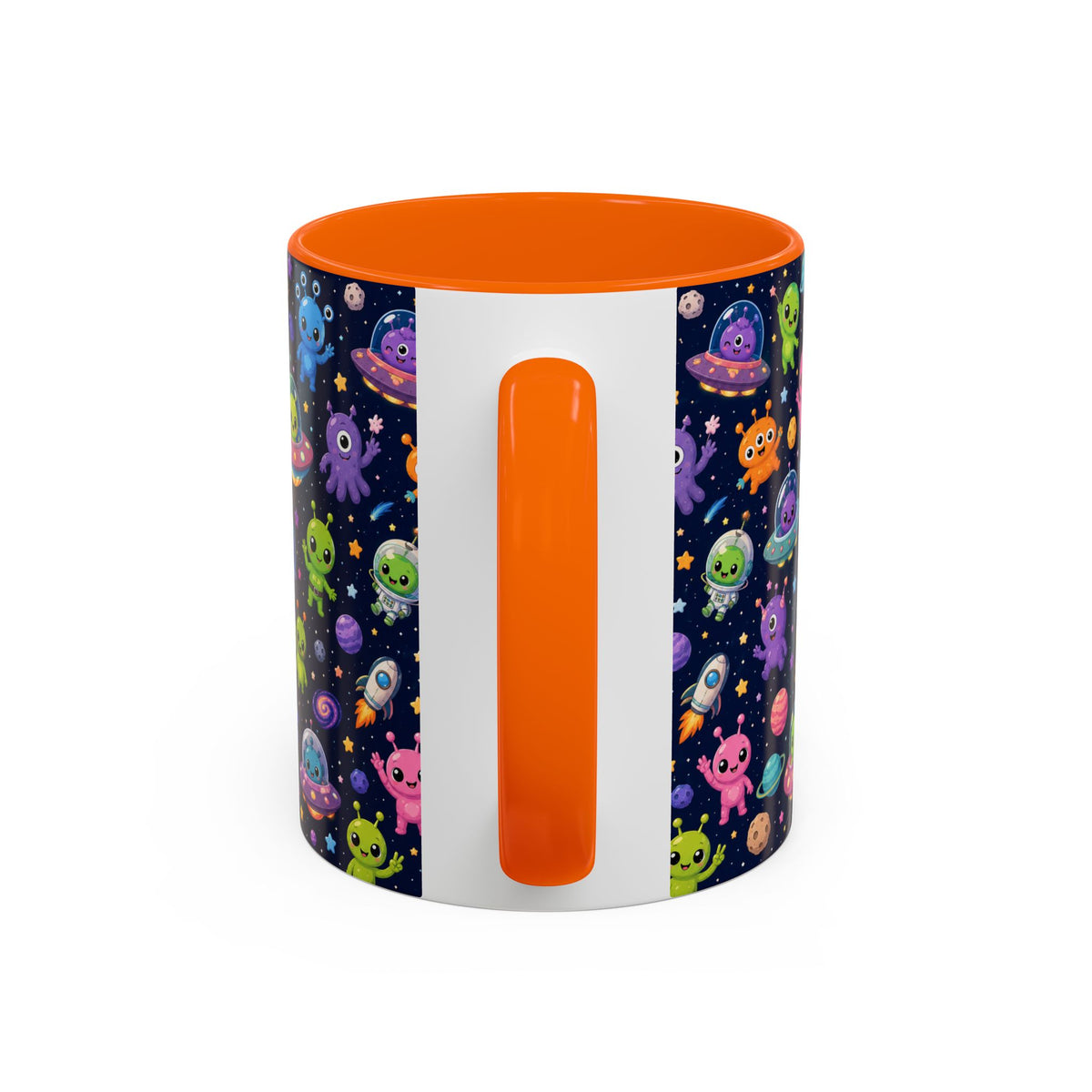 Accent Coffee Mug  (11/15 oz) - Cheerful Cartoon Alien Space