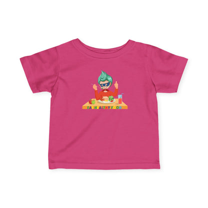 Infant Fine Jersey Tee - Super kiddo eating healthy breafast - [[{"value":"Wonderwear Kid"}]]