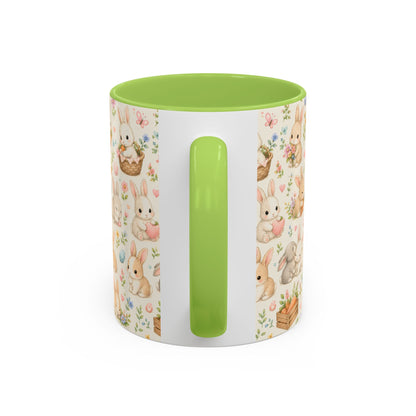 Accent Coffee Mug  (11/15 oz) - Pastel Bunny Garden Easter