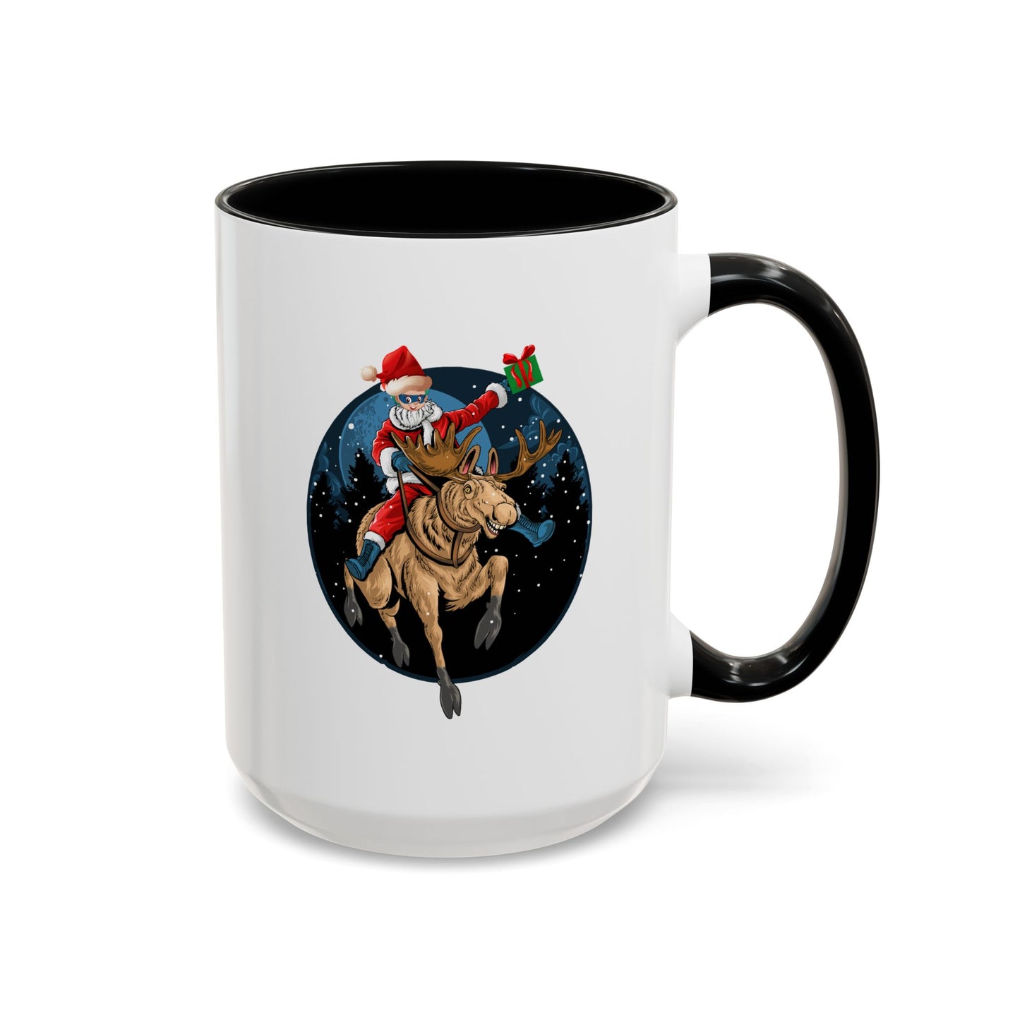 Accent Coffee Mug - Super kiddo riding a reindeer