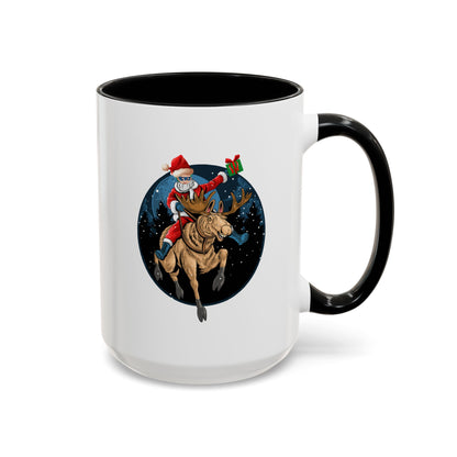 Accent Coffee Mug - Super kiddo riding a reindeer - [[{"value":"Wonderwear Kid"}]]