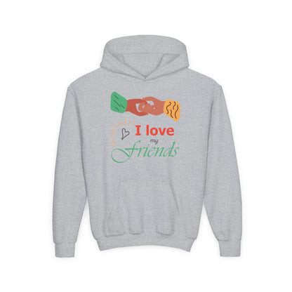 Youth Heavy Blend Hooded Sweatshirt - I love my friends Printify