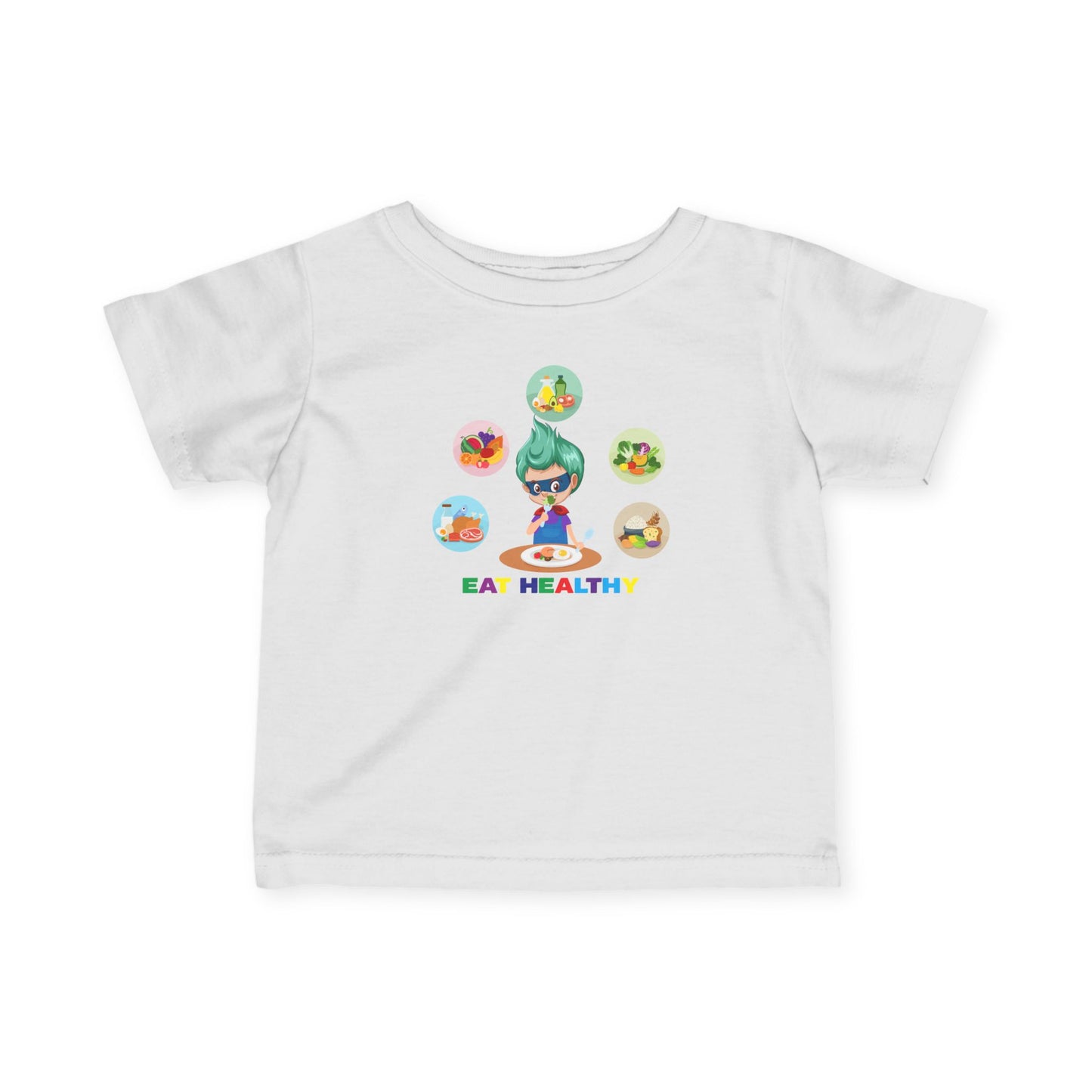 Infant Fine Jersey Tee - Supper kiddo showing healthy food to eat - [[{"value":"Wonderwear Kid"}]]