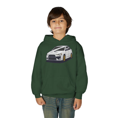 Youth Heavy Blend Hooded Sweatshirt - White car Printify