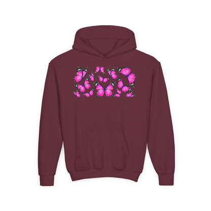 Youth Heavy Blend Hooded Sweatshirt -  Beautiful purple monarch Printify
