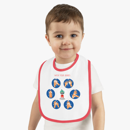 Baby Bib - Super kiddo teaching how to wash hands - [[{"value":"Wonderwear Kid"}]]