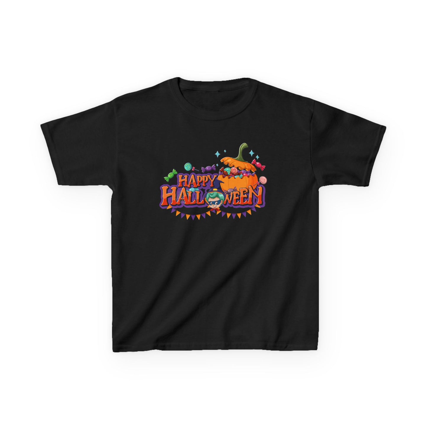 Kids Heavy Cotton™ Tee - Happy halloween banner