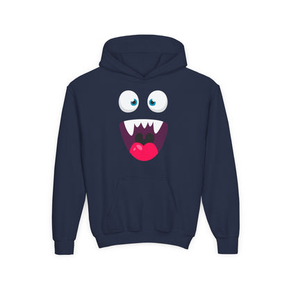 Youth Heavy Blend Hooded Sweatshirt -  Cute monsters face Printify