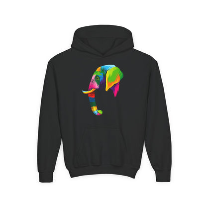 Youth hoodie with adorable elephant design Printify