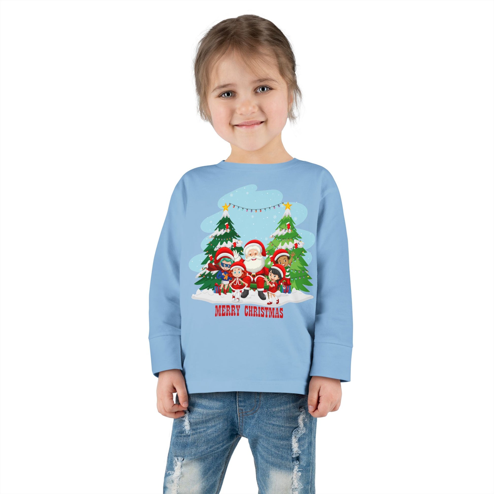 Toddler Long Sleeve Tee - Super kiddo with santa claus Merry christmas - [[{"value":"Wonderwear Kid"}]]
