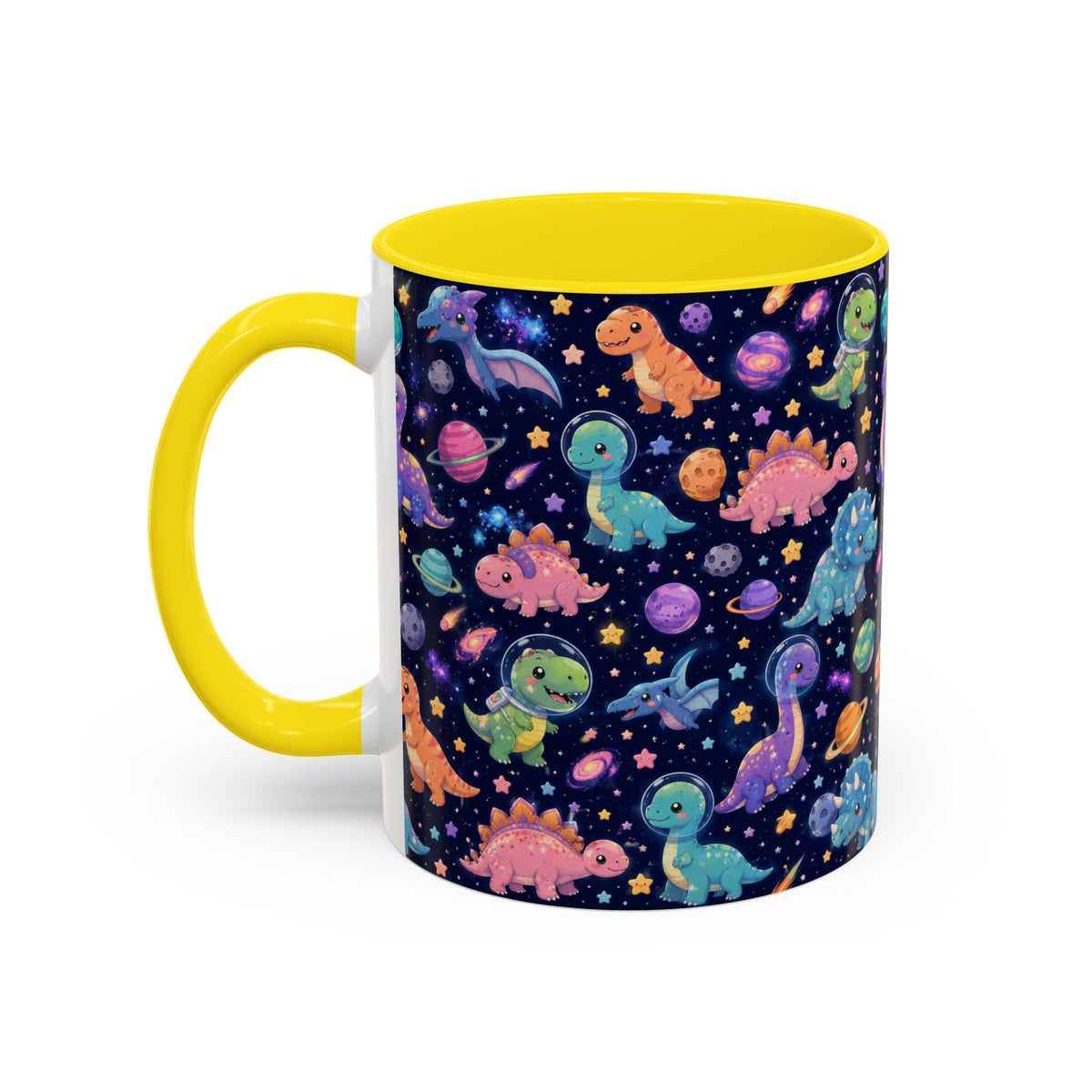 Accent Coffee Mug  (11/15 oz) - Cosmic dinosaurs