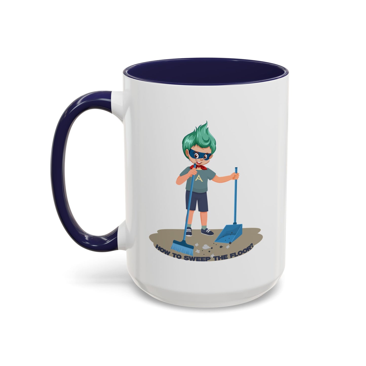 Accent Coffee Mug - Super kiddo sweeping floor
