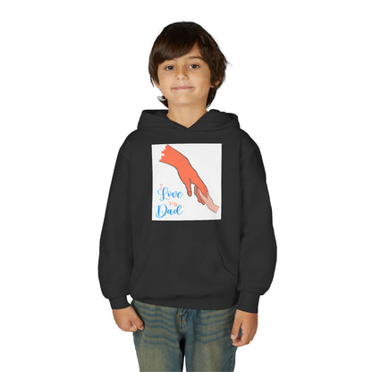 Youth Heavy Blend Hooded Sweatshirt -  Child and dad holding hands Printify