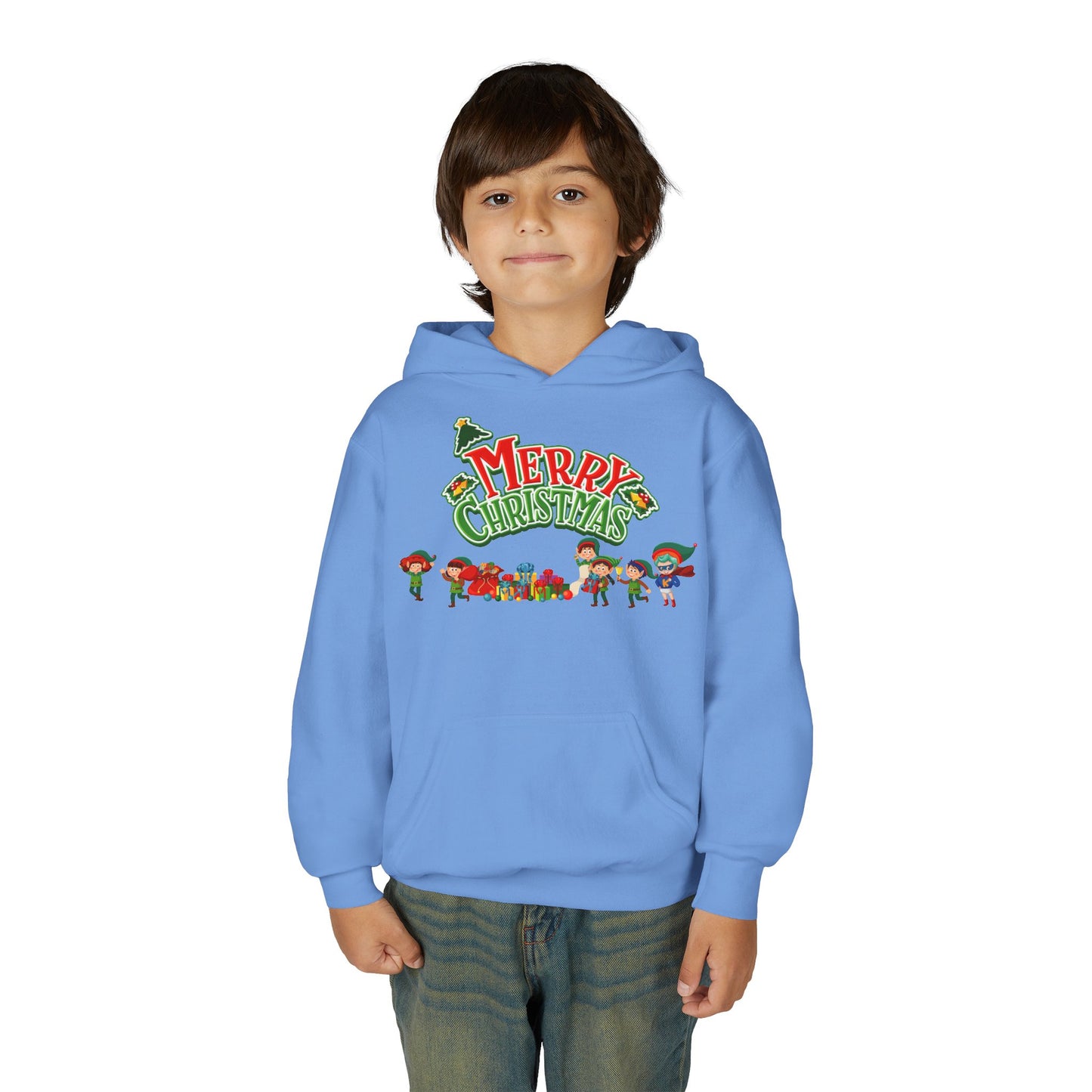Youth Heavy Blend Hooded Sweatshirt - Merry christmas from super friends