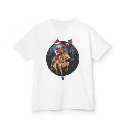Kids Heavy Cotton™ Tee - Super kiddo riding a reindeer - [[{"value":"Wonderwear Kid"}]]
