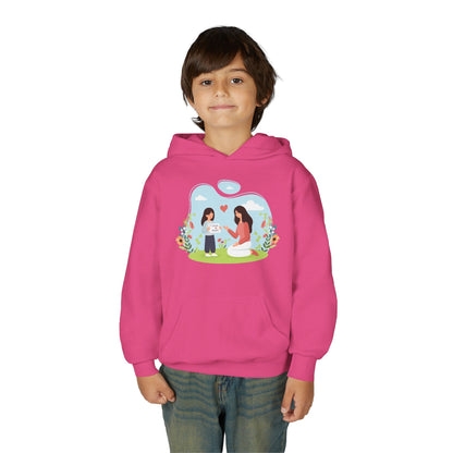 Youth Heavy Blend Hooded Sweatshirt -  Mother and daughter love Printify