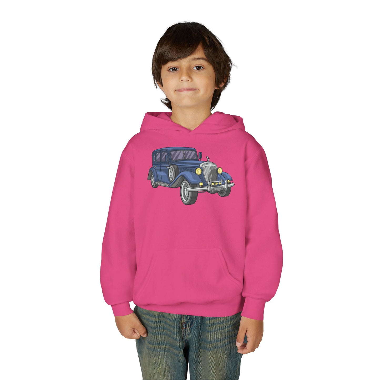 Youth Heavy Blend Hooded Sweatshirt -  vintage retro car