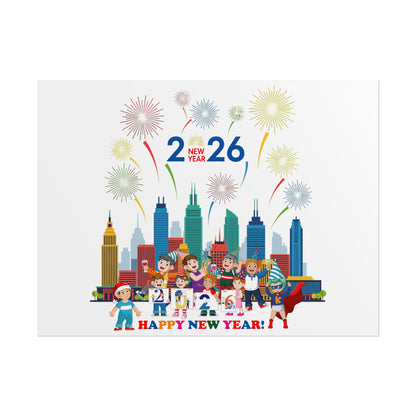 Rolled Posters - Happy new year with fireworks - [[{"value":"Wonderwear Kid"}]]
