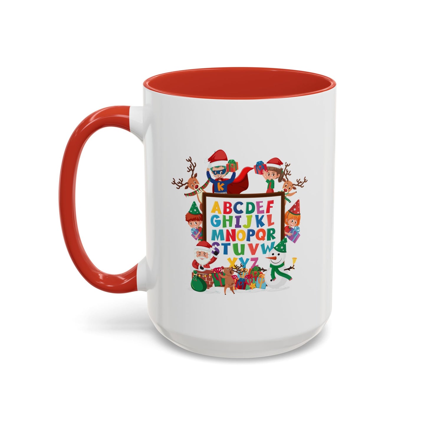Accent Coffee Mug - Christmas alphabet with super kiddo