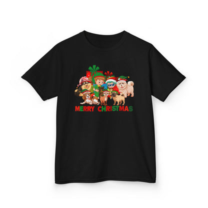 Kids Heavy Cotton™ Tee - Christmas with super kiddo pet friends with text - [[{"value":"Wonderwear Kid"}]]