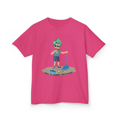 Kids Heavy Cotton™ Tee - Super kiddo sweeping floor - [[{"value":"Wonderwear Kid"}]]