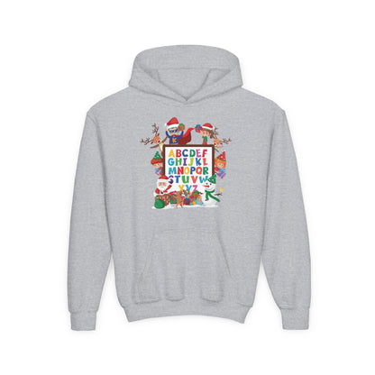 Youth Heavy Blend Hooded Sweatshirt - Christmas alphabet with super kiddo - [[{"value":"Wonderwear Kid"}]]