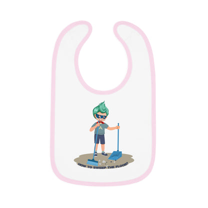 Baby Bib - Super kiddo sweeping floor - [[{"value":"Wonderwear Kid"}]]