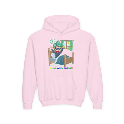 Youth Heavy Blend Hooded Sweatshirt - Super kiddo teaches us to wake up early - [[{"value":"Wonderwear Kid"}]]