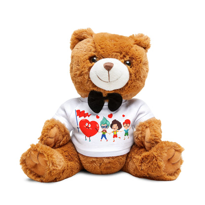 Teddy Bear with T-Shirt - Valentines - Holding hands - [[{"value":"Wonderwear Kid"}]]