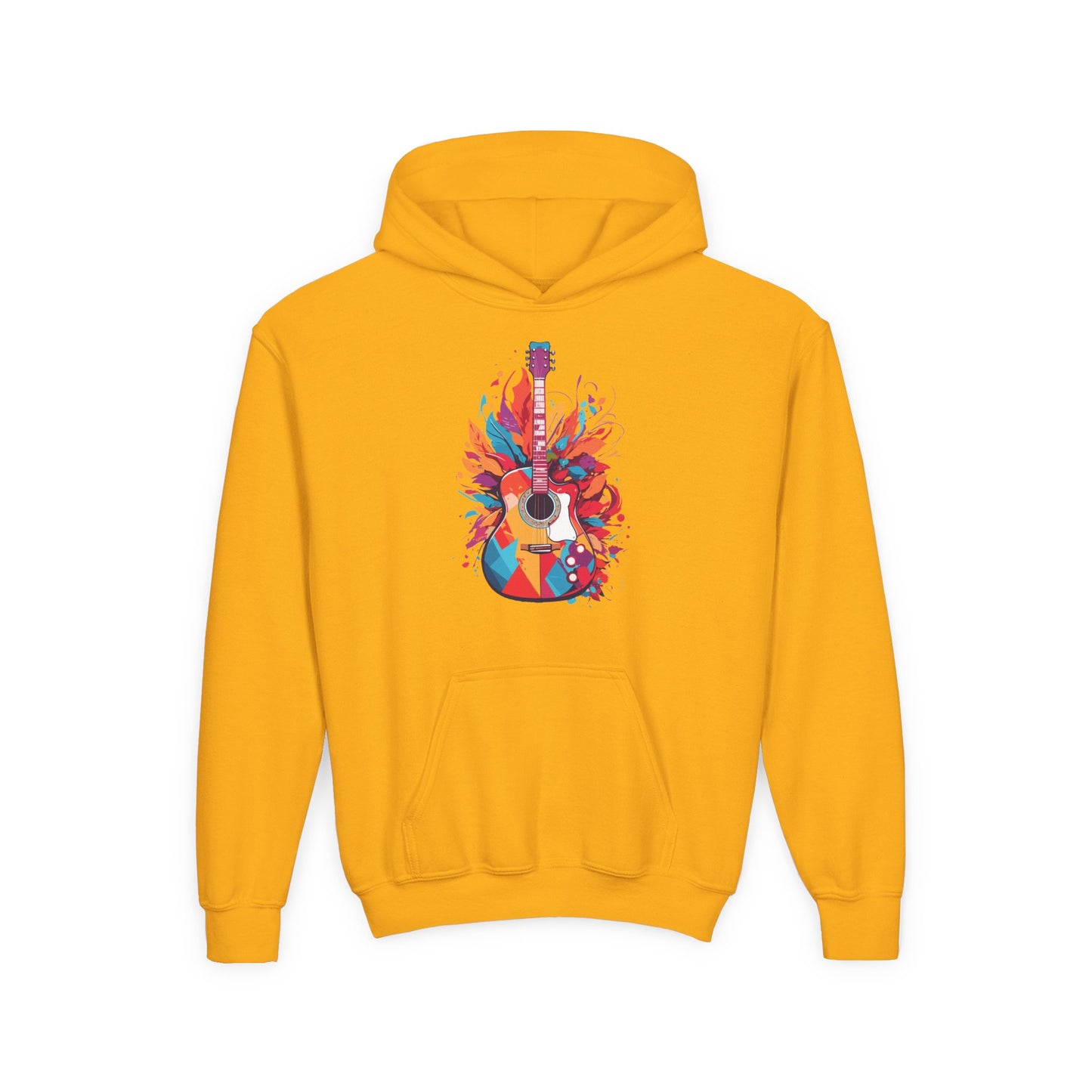Youth Heavy Blend Hooded Sweatshirt - Colorful Guitar