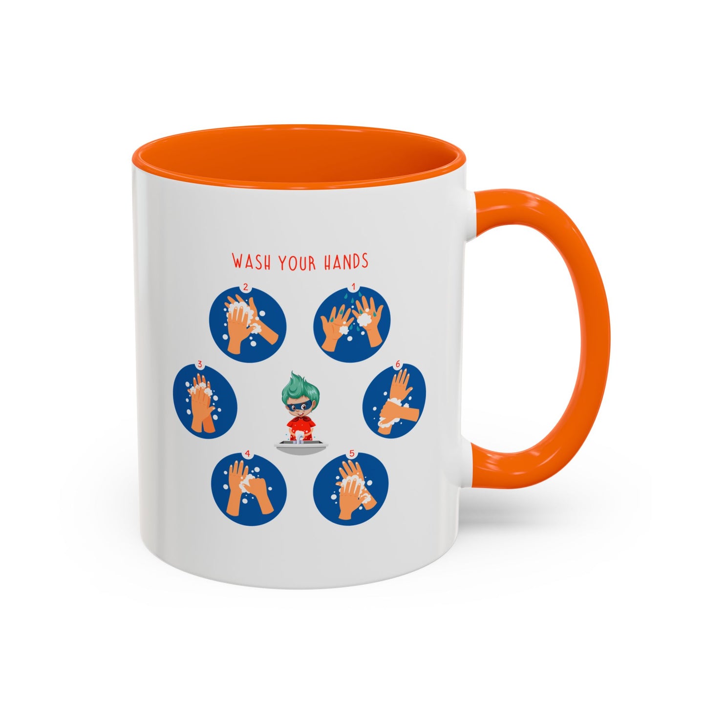 Accent Coffee Mug - Super kiddo teaching how to wash hands