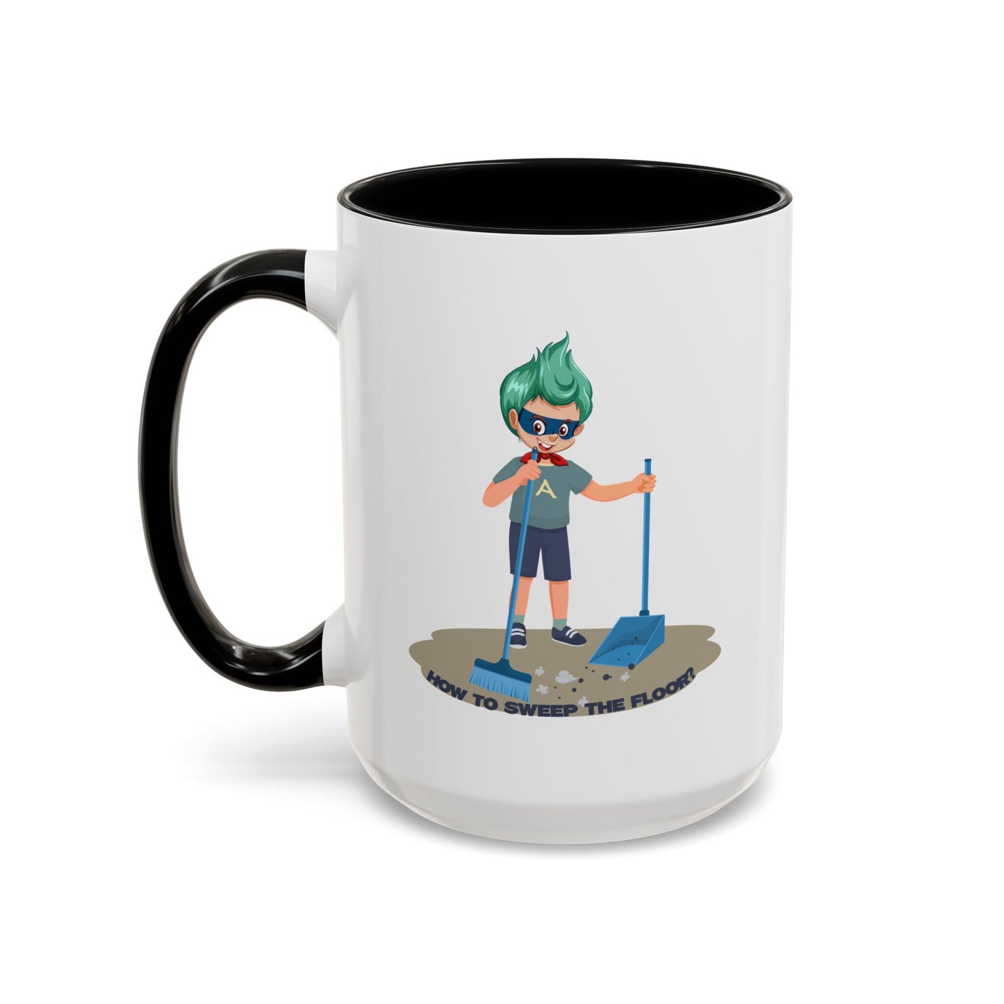 Accent Coffee Mug - Super kiddo sweeping floor