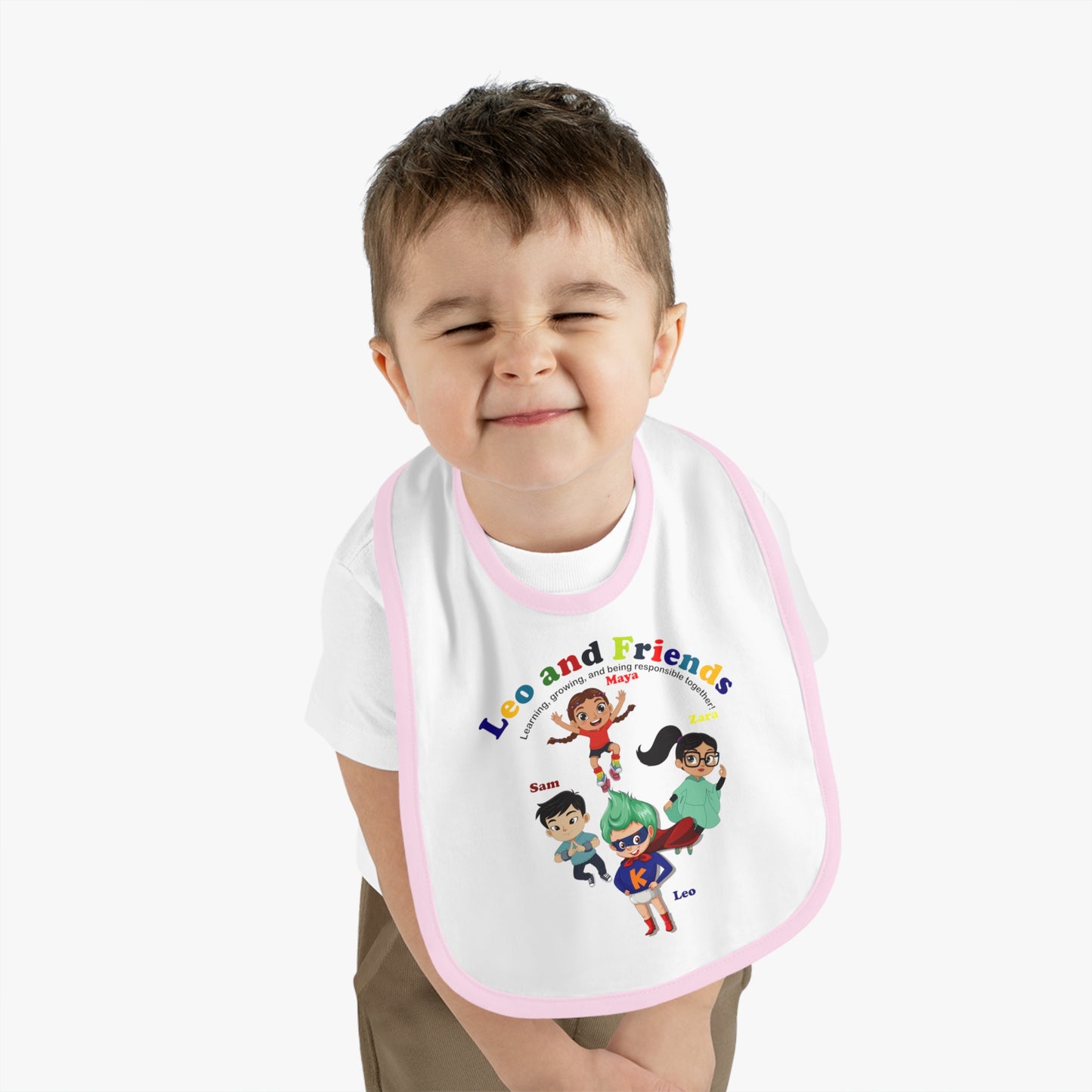 Baby Bib - Leo & Friends - Learning and growing