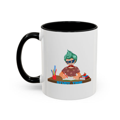 Accent Coffee Mug - Super kiddo studying - [[{"value":"Wonderwear Kid"}]]