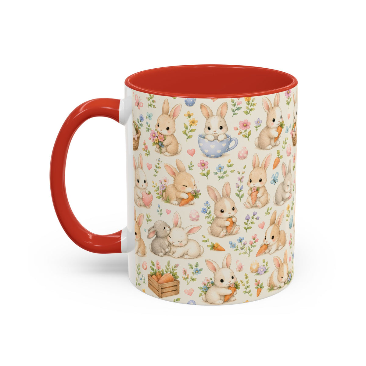 Accent Coffee Mug  (11/15 oz) - Pastel Bunny Garden Easter