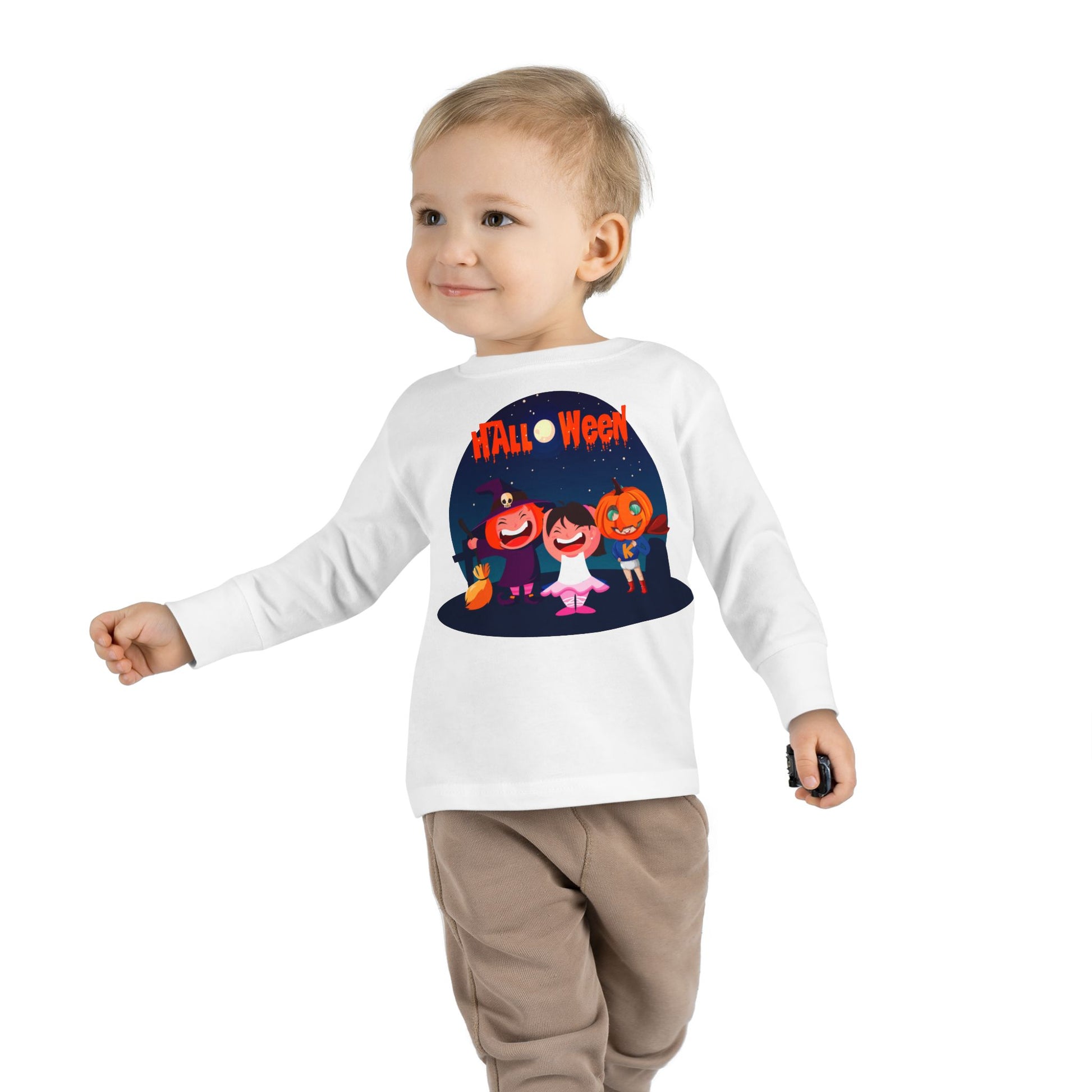 Toddler Long Sleeve Tee - Super kiddo wearing pumpkin - [[{"value":"Wonderwear Kid"}]]