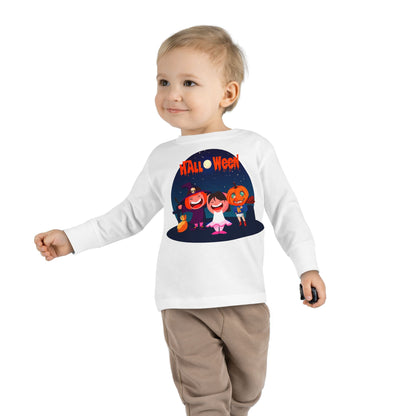 Toddler Long Sleeve Tee - Super kiddo wearing pumpkin - [[{"value":"Wonderwear Kid"}]]