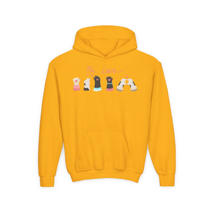 Youth Heavy Blend Hooded Sweatshirt - Paw My love Printify