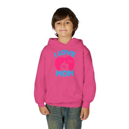 Youth Heavy Blend Hooded Sweatshirt -  i love my mom logo Printify