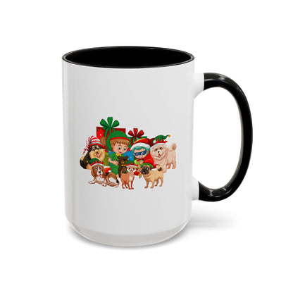 Accent Coffee Mug - Christmas with super kiddo pet friends without text - [[{"value":"Wonderwear Kid"}]]