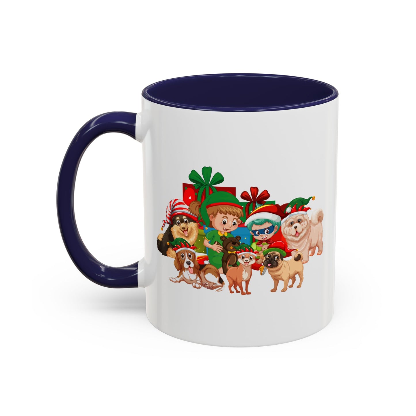 Accent Coffee Mug - Christmas with super kiddo pet friends without text
