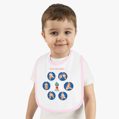 Baby Bib - Super kiddo teaching how to wash hands - [[{"value":"Wonderwear Kid"}]]